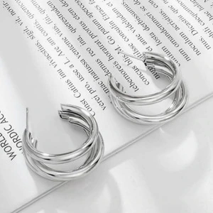 Brinco Argola Tripla Aço Inox Semijóia