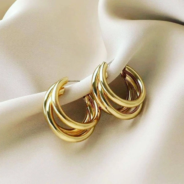 Brinco Argola Tripla Aço Inox Semijóia - 2/2