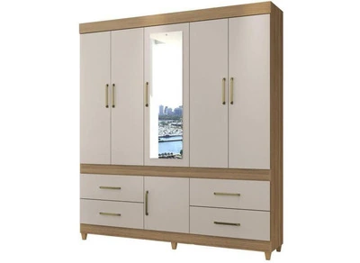 Guarda-Roupa Casal Demóbile Guarujá 6 portas 4 gavetas com espelho