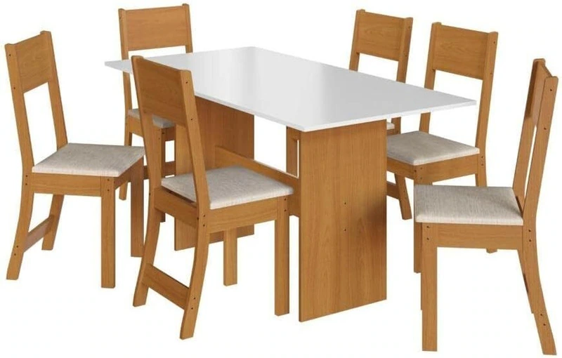 Conjunto Sala de Jantar com Mesa e 6 Cadeiras - 2/3
